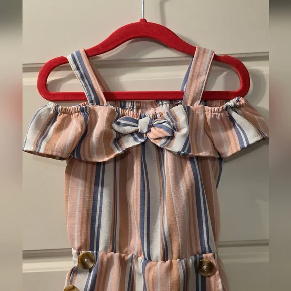 Little Lass Striped Ruffle Romper One Piece - Picture 2 of 5